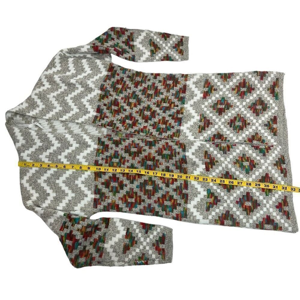 Dreamers By Debut Womens Geometric Open Front Cardigan Multicolor Size Medium - Picture 11 of 14